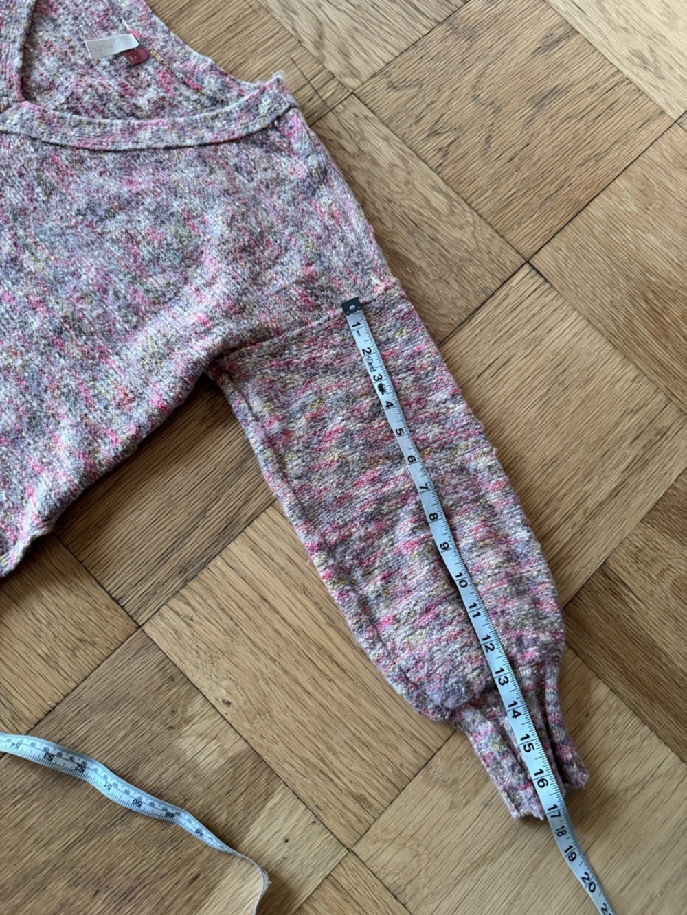 Pilcro Anthropologie Deep V Knit Sweater Chunky Multi Colored Pastel Small - Picture 9 of 9